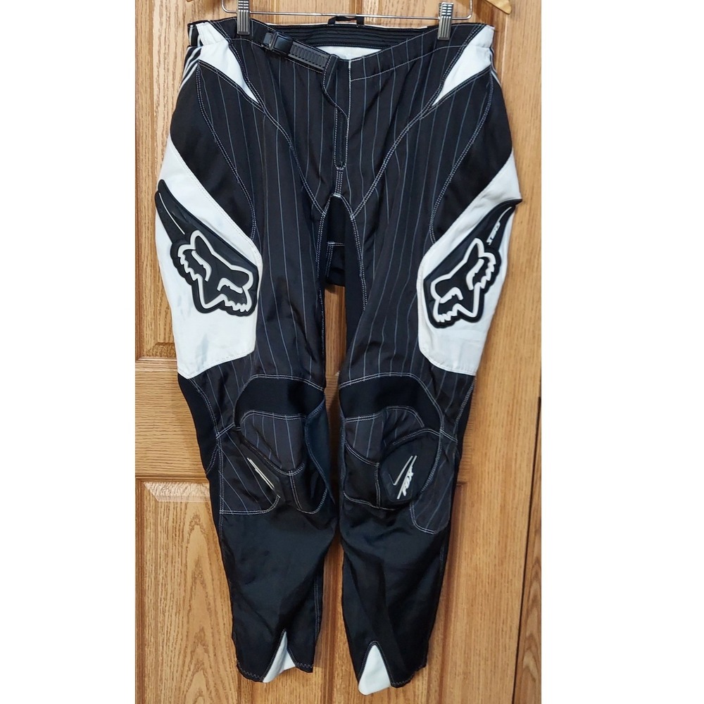 Fox Racing 180 Motocross Riding Pants Mens 38 (actual 35) Black Leather Knee